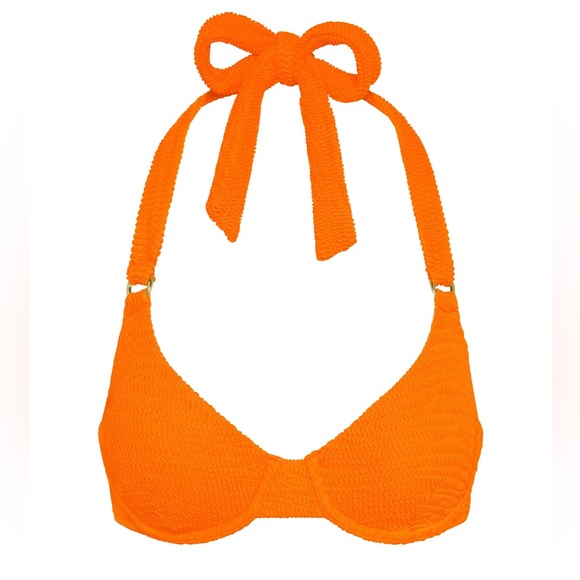 NEW Monday Swimwear HONOLULU TOP - TANGERINE CRINKLE Bikini Top size VV - Picture 2 of 13